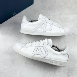 Armani Jeans White Leather Sneakers size 45 - Picture 1 of 7