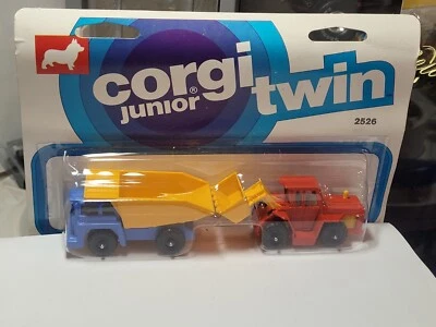 Vintage 1976 Corgi Juniors Twin Pack No 2526 Dump Truck & Loader Carded New! - Image 1 of 4