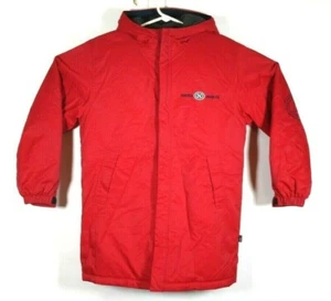 Nautica Jeans Youth Sz Med 12-14 Red Hooded Coat Jacket Full Zip - Picture 1 of 10