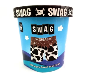 SWAG Rockie Road Mens Size M 31-33 Cow Print Novelty Boxer Briefs Underwear 1 Pk - Picture 1 of 4