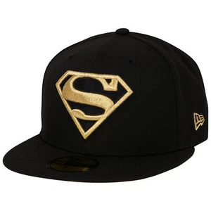 Superman Gold Logo Black Colorway New Era 59Fifty Fitted Hat Black - Picture 1 of 60
