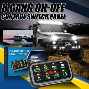 8 Gang Switch Panel On-Off LED Car Switch Panel Circuit Control System Box Green - Imagen 1 de 12