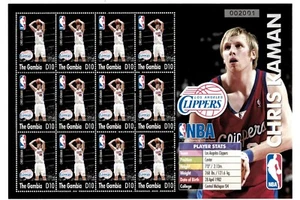 Gambia 2004 - NBA LA Clippers - Chris Kaman - Sheet of 12 stamps - MNH - Picture 1 of 1