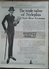 1915 Men's Styleplus Clothes 3 Piece Suit Hat Cane Vintage Ad