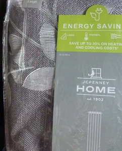 JCP HOME QUINN LEAF 50" X 63" LINED GROMMET PANEL SKYLINE GRAY NEW - Picture 1 of 2