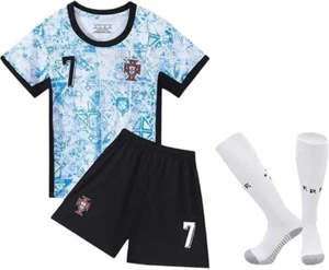 YEESON Youth Kid Soccer Jersey #7, Kids Soccer Jersey Away Portugal Blue Top ... - Picture 1 of 13