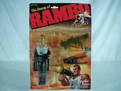 Figura coleco K24i0036 sargento estragos sin usar, en caja nueva en tarjeta sellada Rambo de colección 1986 Foto 1 de 4