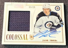 2013-14 National Treasures /25 RPA Jacob Trouba Colossal Rookie Patch Auto RC 