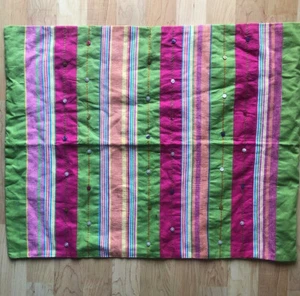 Pier 1 Kids Standard Pillow Sham Pink Green Stripe Embroidery Buttons - Picture 1 of 8