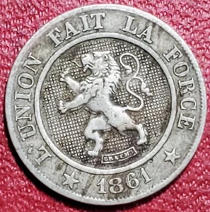 1861 BELGIUM 10 CENTIMES COIN RARE!!! - Picture 1 of 4