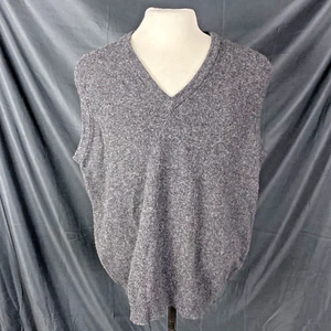 Mens Brooks Brothers Gray Knit V Neck Sweater Vest Lambswools Large Preppy - Picture 1 of 7