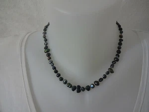 Modeschmuck: Collier Halskette schwarz grau Perlmutt - Bild 1 von 6