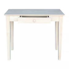 Unfinished Solid Wood Writing Desk W/ Storage Drawer Home Office Console Table