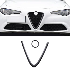 PianoBlack ABS Front Center Grille V-Form Trim Set für Alfa Romeo Giulia 17-20 - Bild 1 von 7