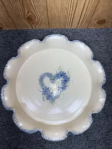 Vintage riesige Quiche/Auflaufform geriffelt Handarbeit Keramik blauer Schwamm 14" schwer - Bild 1 von 7