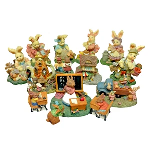Vintage Easter Bunny Lot of 14 Figurines Cottontale Collection T.H.T. 1992 - Picture 1 of 24