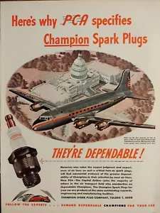 Vintage 1946 champion spark plug print ad. Airplane flying over DC Capital - Picture 1 of 1