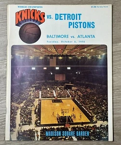 1970 New York Knicks vs Detroit Pistons NBA Program - Picture 1 of 1