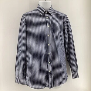Jaeger Blue White Striped Modern Shirt Size 15 Long Sleeve Cotton - Picture 1 of 7