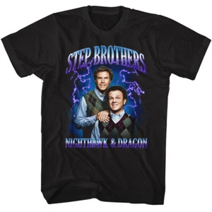 Step Brothers Dale & Brennan Nighthawk & Dragon Blue Lightning Men's T Shirt - Picture 1 of 5