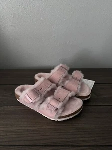 NWT Birkenstock Girl's Arizona Shearling Lined Sandal Pink Size C12 NWOB - Picture 1 of 7