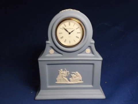 Vintage Wedgwood Blue Jasperware 4 3/4" H Neoclassical Mantle Desk Dome Clock Cover