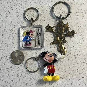 Lot of 3 Disney Mickey & Minnie Mouse Travel Souvenir Keychains Key Rings #45753 - Picture 1 of 6