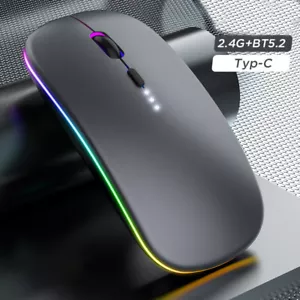 Wireless mouse Rechargeable Portable ultrathin Rainbow Backlight for PC ipad Mac - Picture 1 of 13