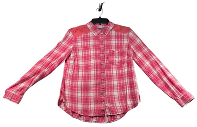 Blusa Soho New York & Co. para mujer talla mediana rosa blanca manga larga abotonada Foto 1 de 4