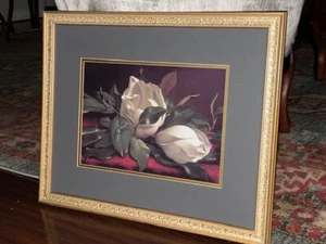 Framed Matted CEDAR CREEK COLLECTION Floral Print MAGNOLIA 18" x 22" - Picture 1 of 12