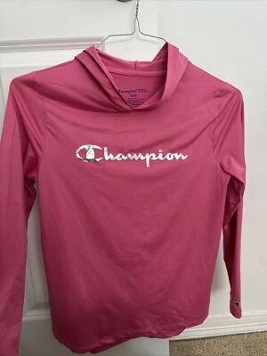 Champion Sudadera con Capucha Pullover Rosa Logo Plateado Talla 14-16 Foto 1 de 2