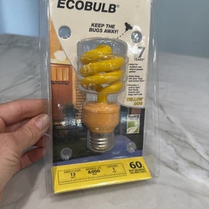 13W Yellow CFL Spiral Bug Light Bulb ECOBULB 60W Equivalent - Picture 1 of 2