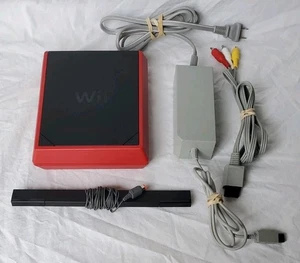 Nintendo Wii Mini Rot Schwarz Konsole Netzkabel Kabel Sensorleiste GETESTET - Bild 1 von 14