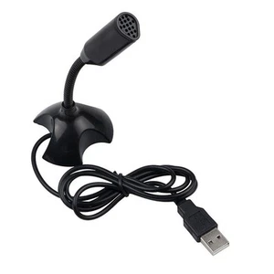 Black USB Mini Desktop Speech Microphone Stand for PC Laptop Computer Notebook B - Photo 1/13