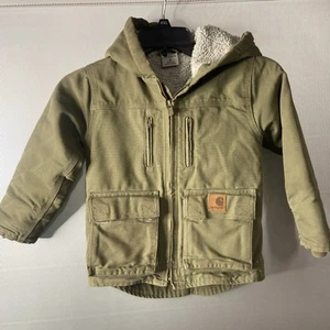 Carhartt Green Sherpa Lined Jacket Kid's Coat size 4 - Picture 1 of 8