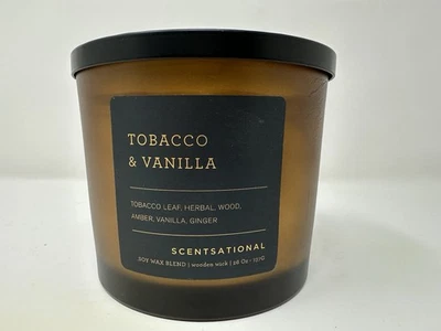 Scentsational Tobacco & Vanilla EXTRA LARGE 26oz 2 Wick Wood Wick Soy Candle - Image 1 of 3