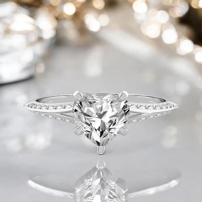 Diamond Platinum Ring For Wedding Lab Grown Heart 1.36 Carat IGI Certified PT950 - Image 1 of 4