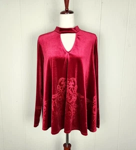 Blusa donna velluto rosso febbre taglia L ritagli buco della serratura boho party - Foto 1 di 20