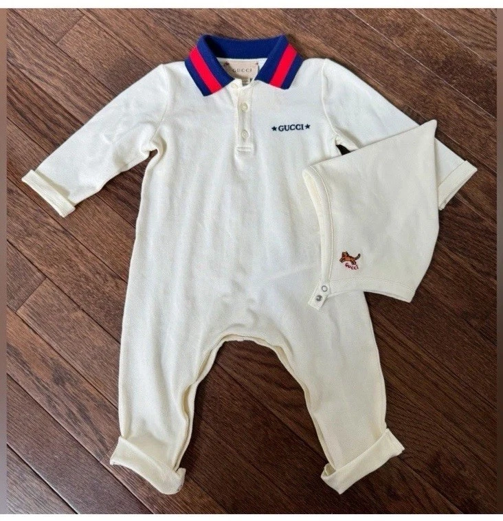 Mono Gucci Bebé Con Gorro Bordado Tigre Crema Niños Foto 1 de 4