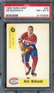 1958-59 Parkhurst #30 Ab McDonald PSA 8 (RC) Canadiens *ML70-554 - Picture 1 of 2