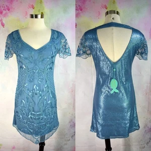 Neu mit Etikett ANTICA SARTORIA Minikleid M Perlen Pailletten Spitze Stretch Strick Giacomo Cinque - Bild 1 von 6