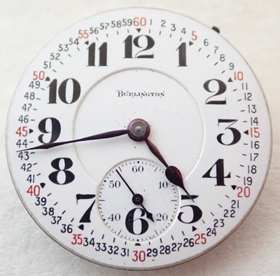 16s ILLINOIS BURLINGTON GRADE 107 21 JEWEL 21j OPEN FACE POCKET WATCH MOVEMENT - Image 1 of 2