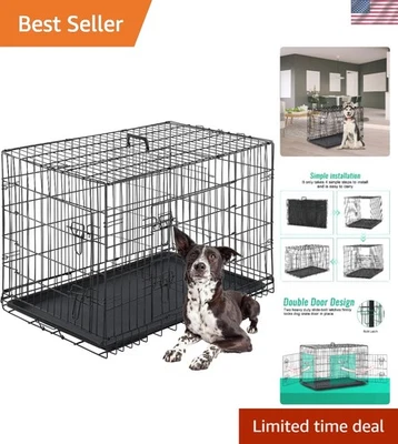 Portable 42 Inch Dog Crate - Easy Clean Metal Cage for Indoor & Outdoor Use - Image 1 of 4
