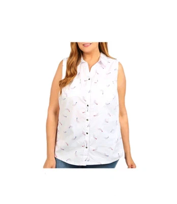 NWT Coral Bay Women’s Plus Knit To Fit Americana Patriotic Sleeveless Top Sz 1X - Image 1 of 4