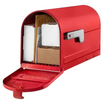 Architectural Mailbox 7600R MB1 Post Mount Mailbox - Red with Silver Flag - Image 1 of 4