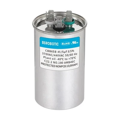 BSROBOTIC 45/5 440v CBB65B AC Capacitor - 45+5 uf ±5% MFD 370/440 Volt Dual Run Round