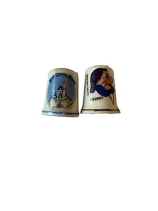 WALT DISNEY WORLD JAPAN FINE CHINA SOUVENIR THIMBLE And Grumpy Thimble - Picture 1 of 6