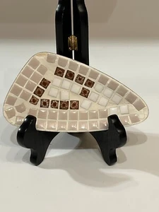 Vintage Tiled Brass Boomerang Trinket Dish/Ashtray - Picture 1 of 7