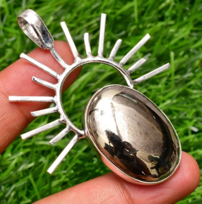 Colgante de joyería de plata de ley 925 hecho a mano con piedras preciosas de pirita dorada 210" Foto 1 de 4