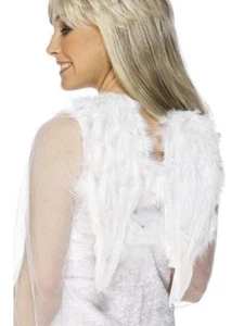 White Angel Feathered Wings Christmas Fancy Dress Party Accessory - Picture 1 of 1